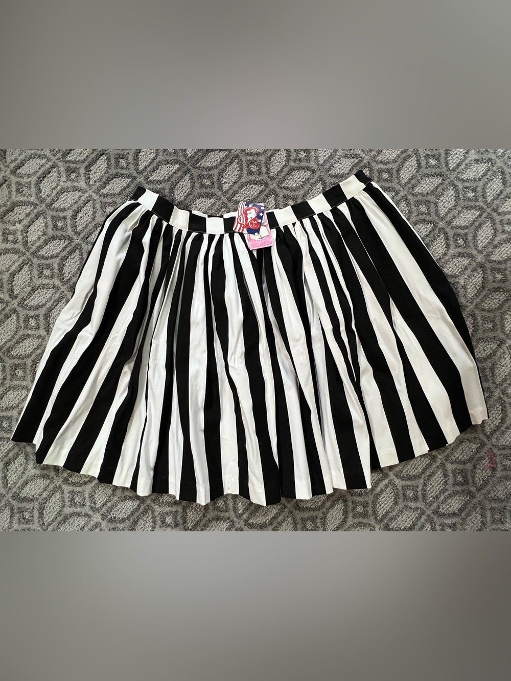 Pinup Couture Black and White Vertical Stripe Circle Skirt